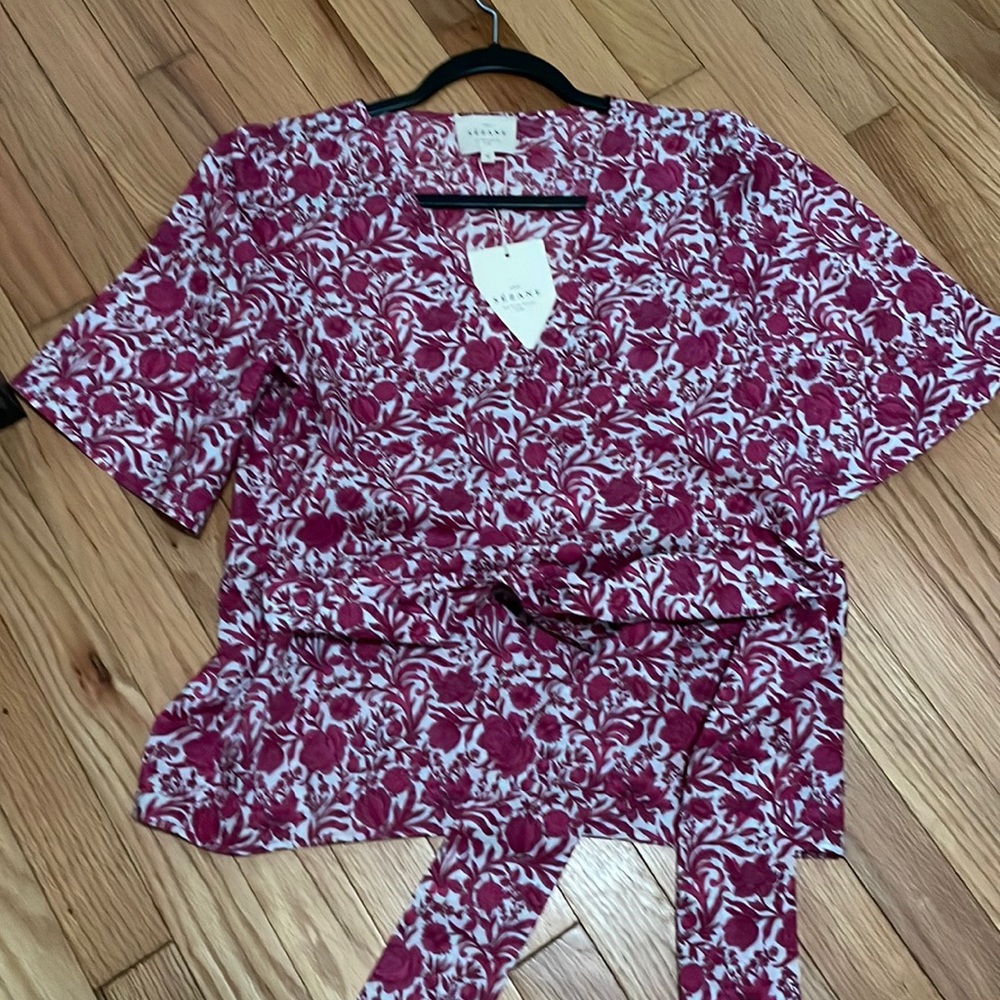 Sezane Shannon Wrap Top Liberty Rose UK10/US6 NWT
